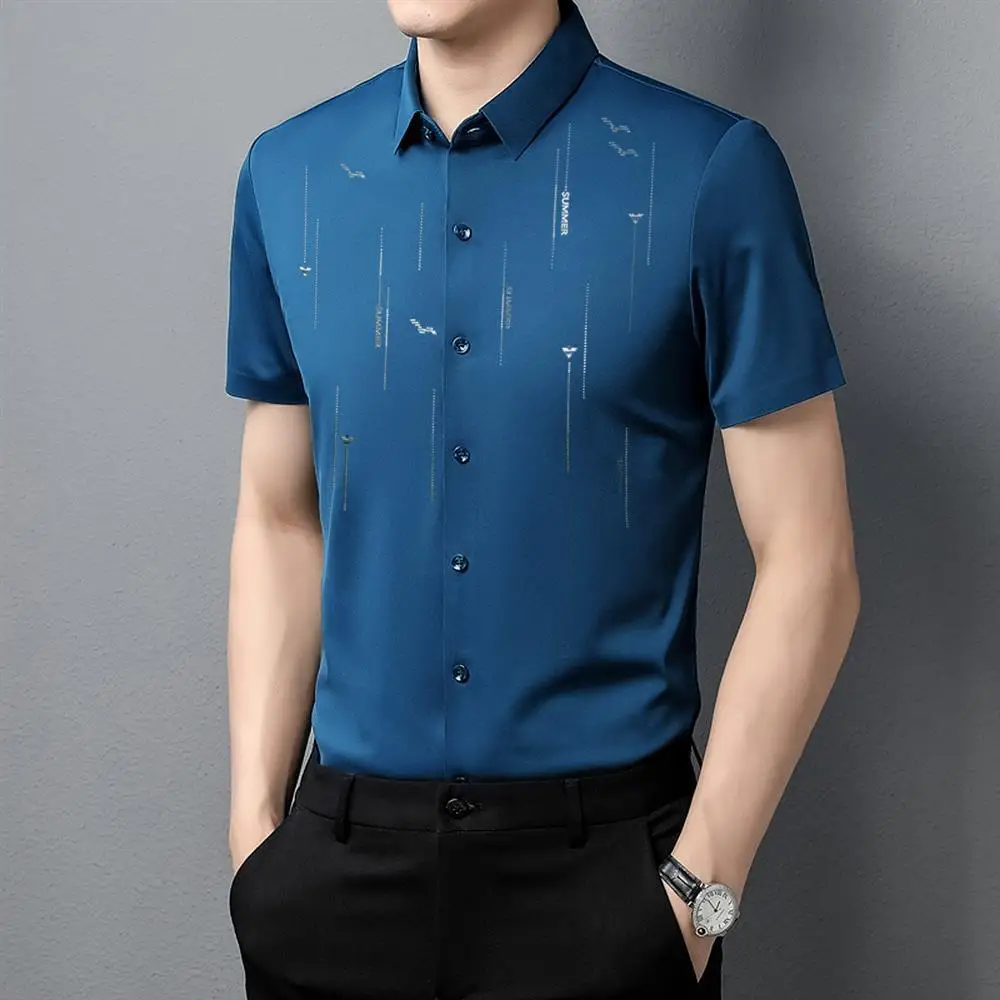 Wholesale Custom Print Hirt Custom Print Hirt Men Cotton Hirts Formal Men Hirt Business Wear tretch ilk Hort-sleeved Hirt for Men Leeve Cotton Linen