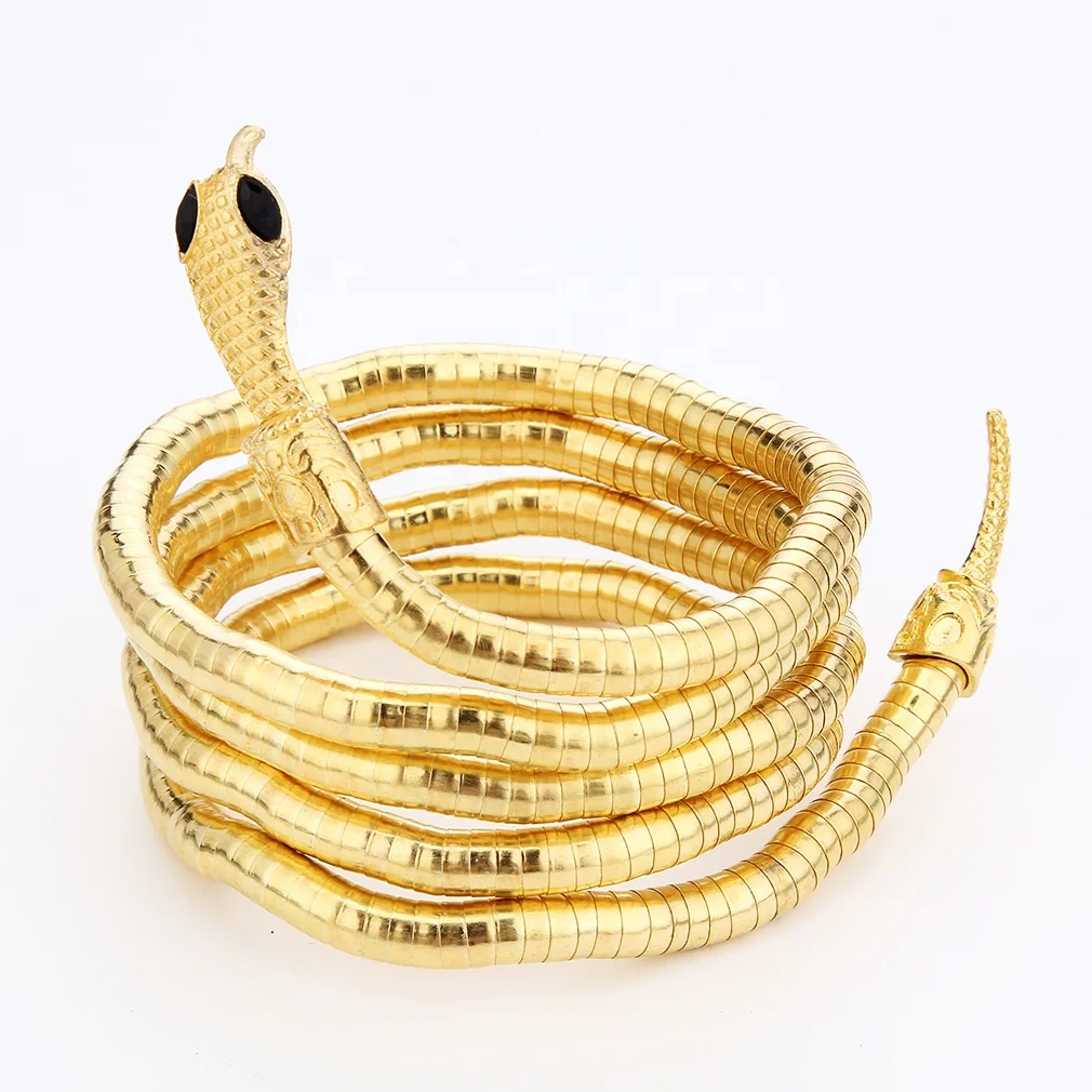 SC Hot Creative Bendable Snake Necklace Funny Animal Gold Plated Bracelet Punk Curved Snake Collar Choker Bracelet for Men Girls