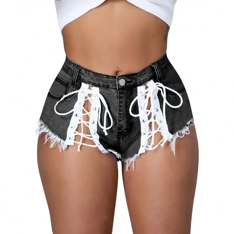 Overstock Leftover Clothing Branded Labels Womens Stretchy Denim Shorts Lady Sexy Summer Mini Jean Cut up Shorts details