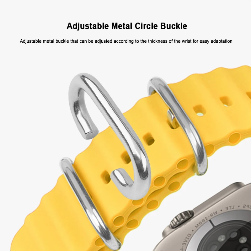 Adjustable Buckle Ocean Silicone Watchband 49mm Sport Watch Bands For