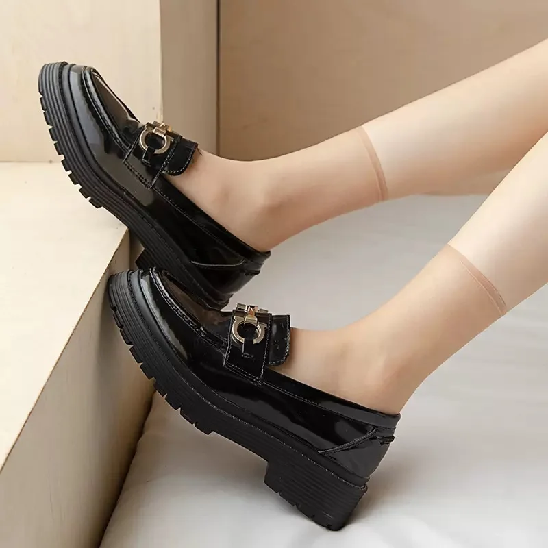 Women Ankle Socks 10D Ultra Thin Anti Slip Solid Color Polyester Fiber Invisible Seamless Spring Style