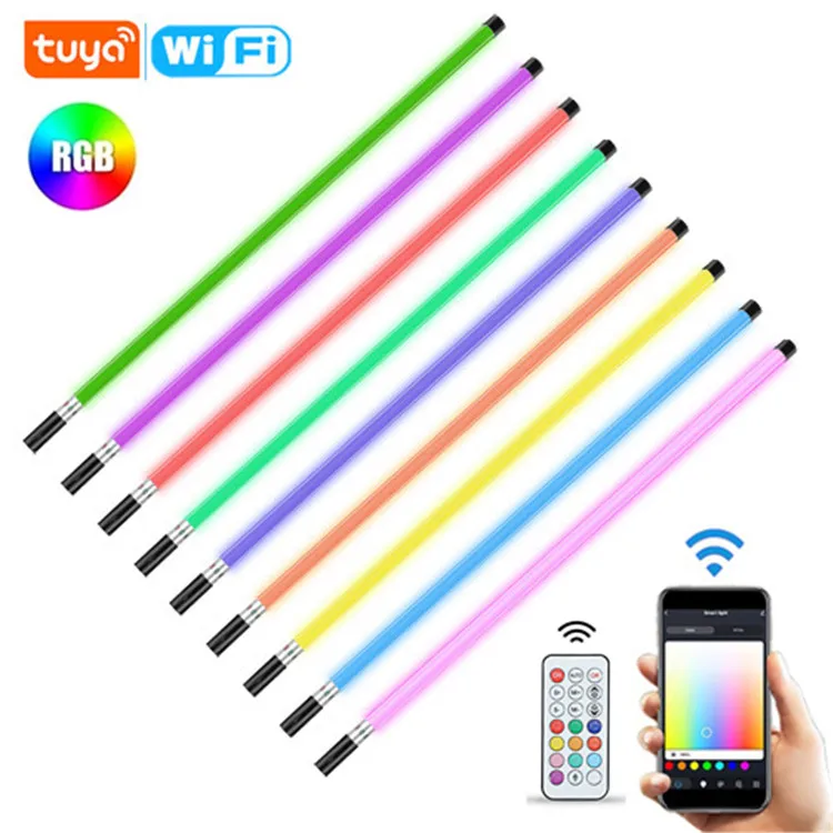 Smart Wifi Tuya App Alexa Rechargeable Battery T8 Rgb Led Tube Light Colorful Change Studio Video Light