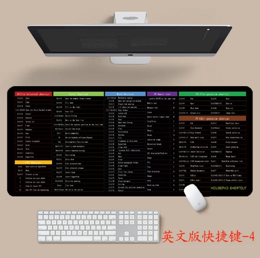 English japanese shortcut keys over sized customization mouse pad for ps excel cad office pad