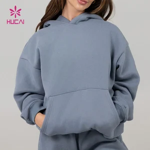 HUCAI Custom logo Fleece Warm Cotton Polyester Comfortable Soft Heavyweight Oversized Double Lined Sports Unisex Hoodies