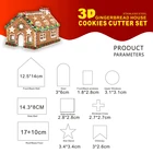 Cookie Cutter Set 3D Stainless Steel Christmas Gingerbread House Cookie Cutter Set