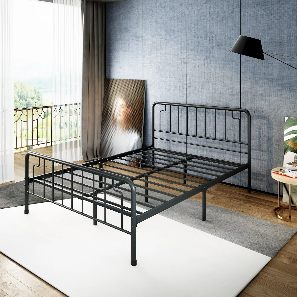 批发定制欧式加厚酒店铁艺床金属大床框架