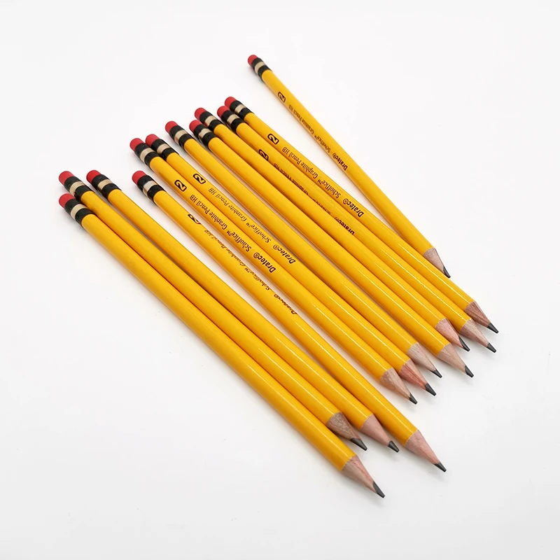 Cheap Pre-Sharpened Eraser Top Yellow Pencil With Custom Logo  Round/Hexagonal #2 Wooden Hb Pencil