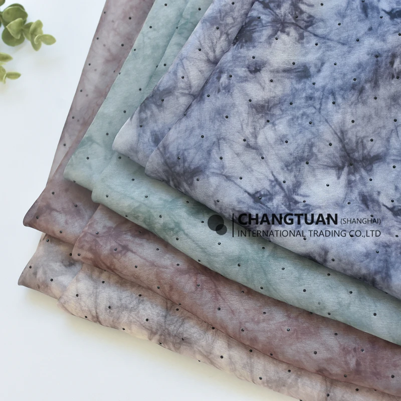 New Design Georgette Material Silk Chiffon Fabric Marble Print Hot Drilling Chiffon Fabric for Dresses Clothing