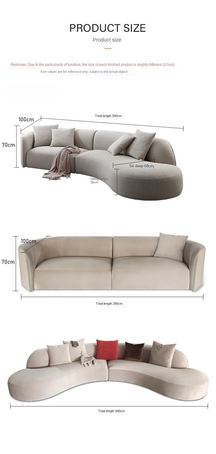 Luxury Modern Style Living Room Interior Curved Sofa & Lounge Chair Set Sofa Set Furniture Living Room