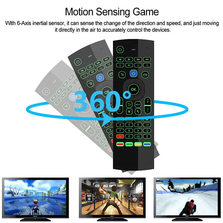 Popular MX3 Smart Voice Remote Control IR Learning 2.4G Wireless One Hand Mechanical Keyboard Backlight MX3 Air Mouse