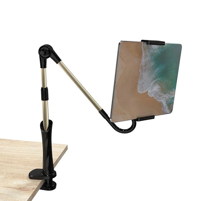 Cell Phone Clip On Stand Mobile phone Holder with Grip Flexible Long Arm Gooseneck Bracket Mount Clamp Tablet Stand