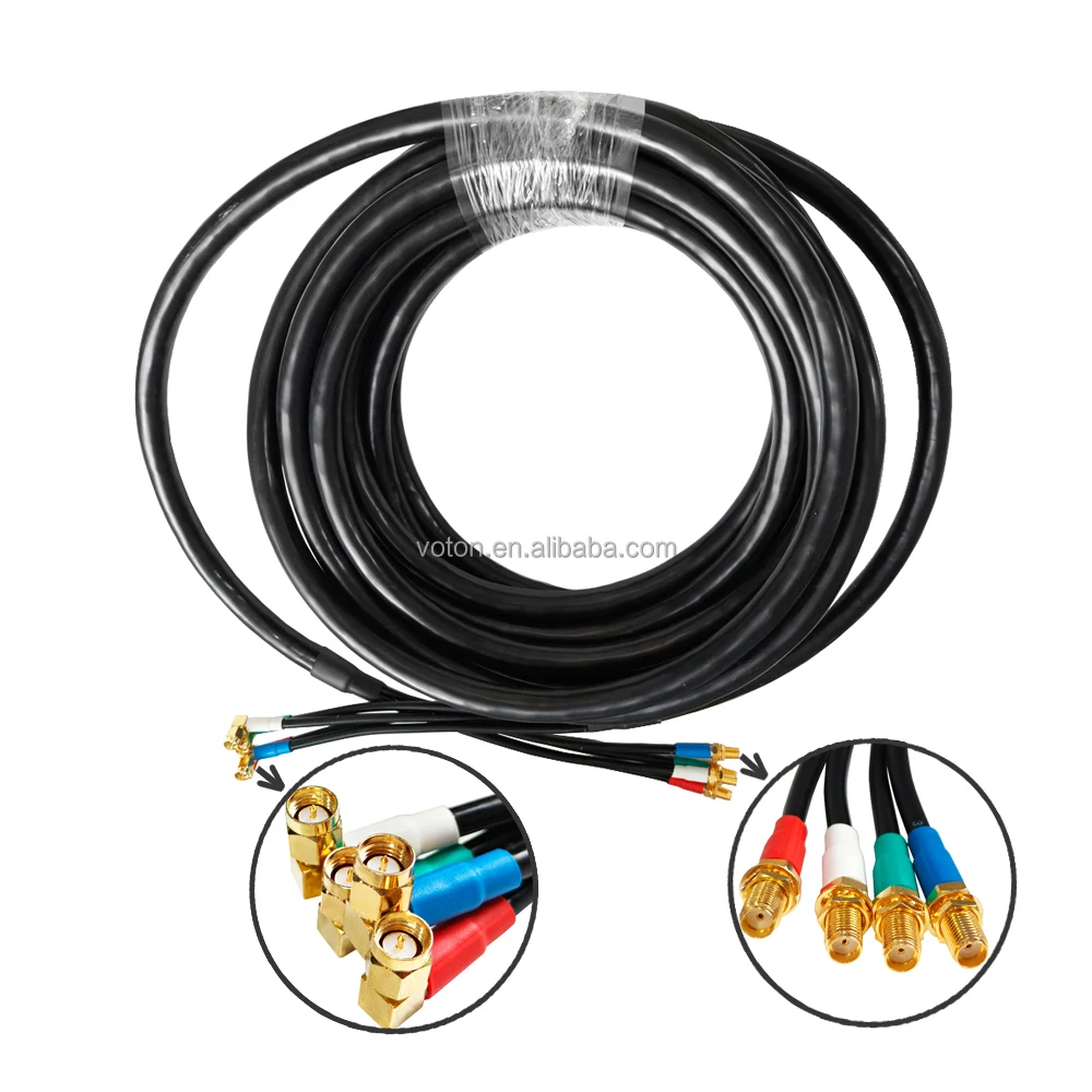 WiFi Pigtail Cable Assembly SMA Male Plug Right Angle to SMA Female Jack Bulkhead 4 Ways Coax LMR195 LMR200 LMR240 Coaxial Cable