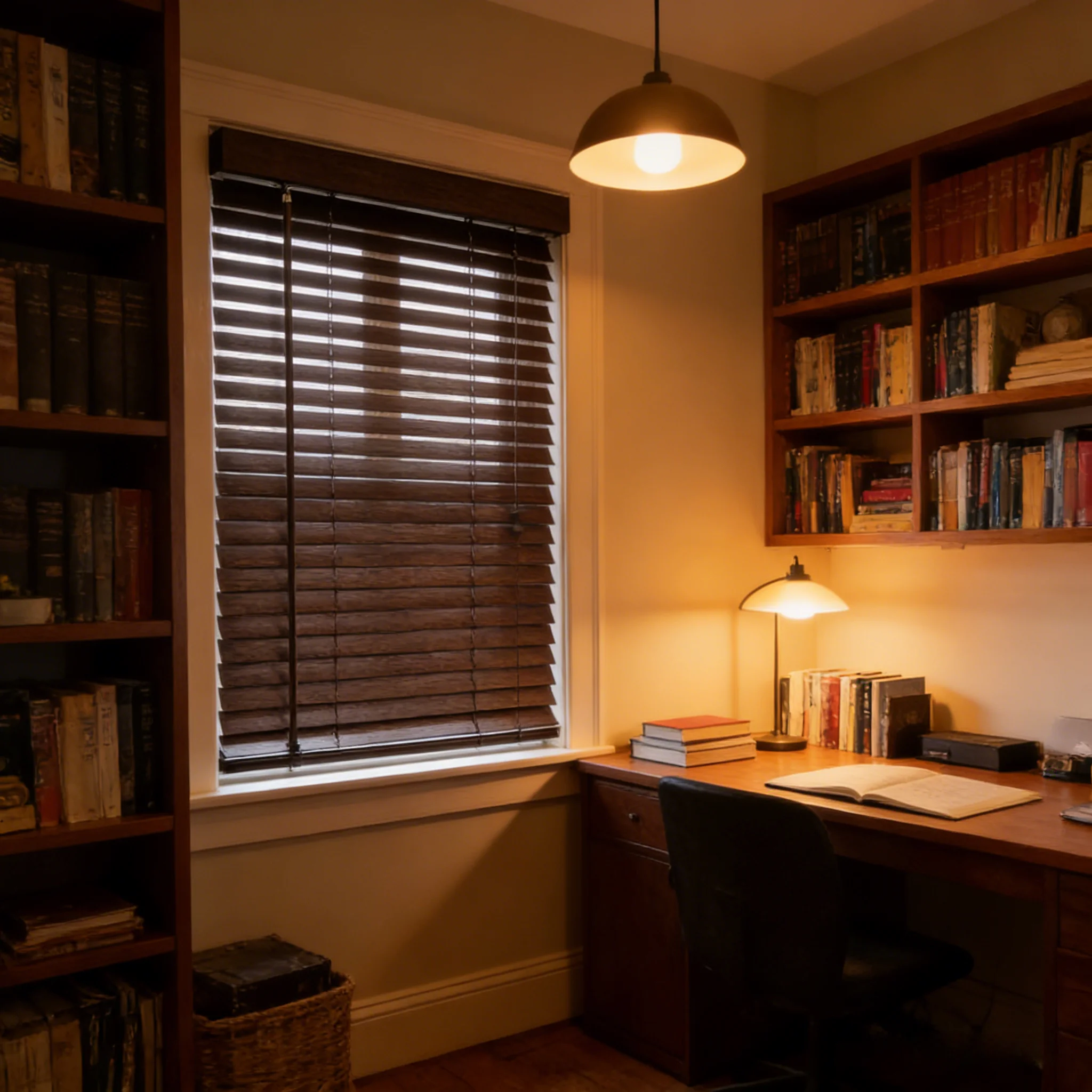 มู่ลี่ไม้แข็งแบบเวเนเชียน | บานเก็บแสงหน้าต่างทำจากไม้ธรรมชาติ ผลิตตามสั่งด้วยมือ พร้อมคุณสมบัติกันรังสี UV สำหรับใช้ในสำนักงานที่บ้านและใช้งานประจำวัน