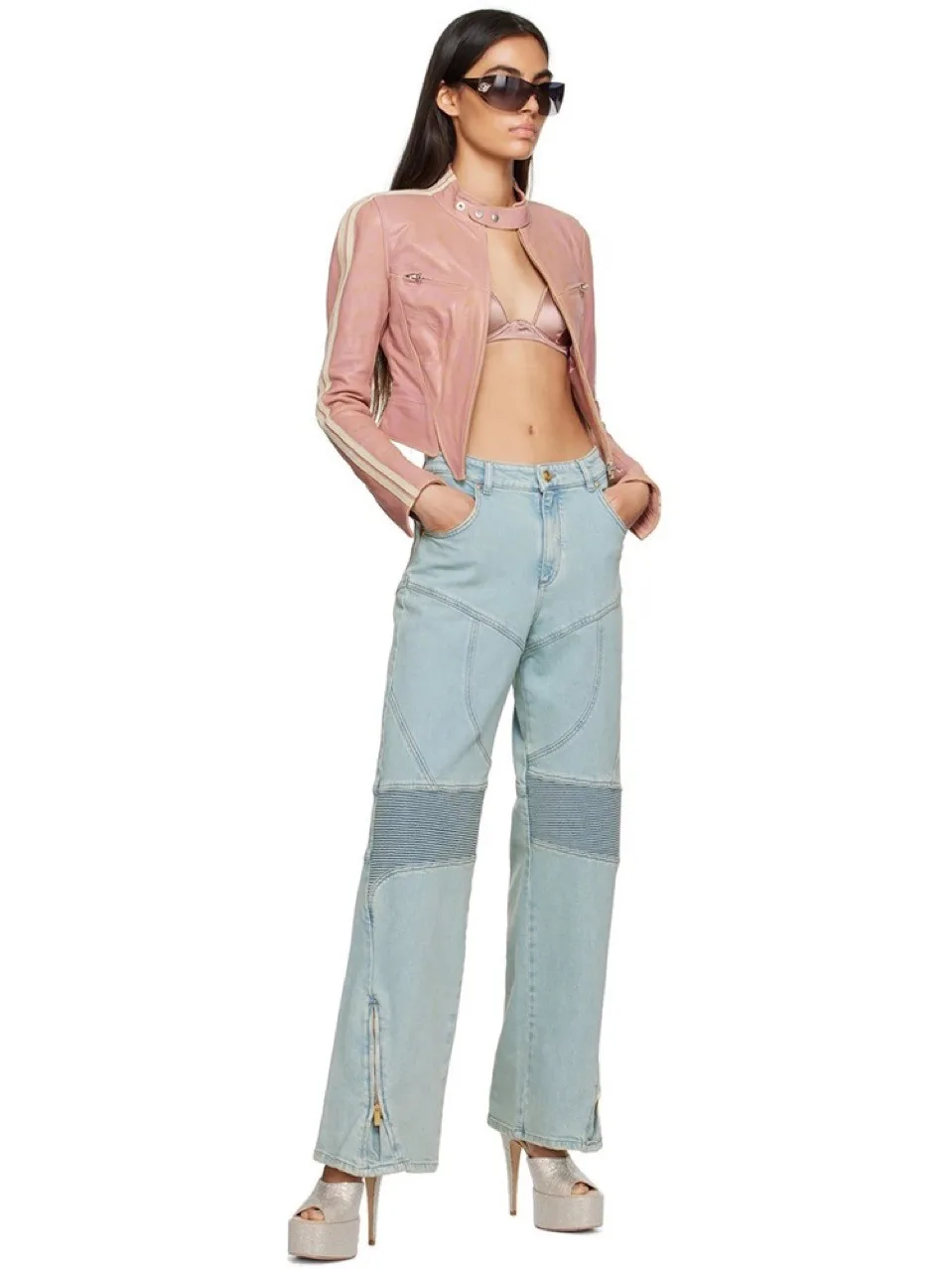 Washed Distressed Visual Leg Repair Highlights High Dynamic Lines and Bone Compression Design, Straight Leg Mid Waist Jeans
