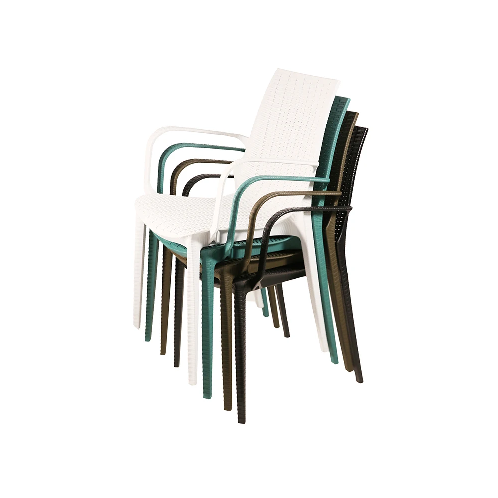 Уличный пластиковый ротанговый Обеденный набор, подлокотники, стулья для обеденного стола