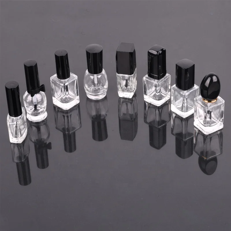 8ml 10ml 12ml  15ml Empty Nail Polish Bottle Clear Rectengle Round With Cap Brush