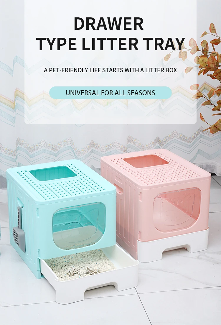 Foldable Collapsible Fullyenclosed Plastic Cat Toilet Good Privacy