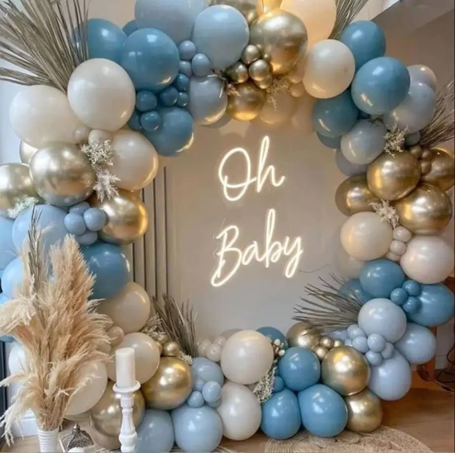 Blue Balloon Arch Kit 170 Pcs Double Stuffed Balloon For Baby Shower ...