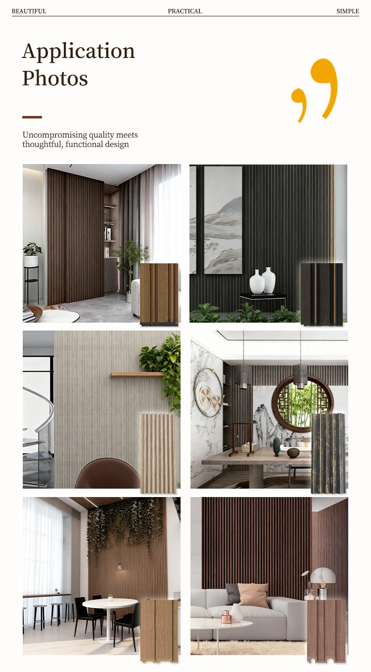Interior Decorative Fluted Panel Louvers 3D Golden PS Wall Panels