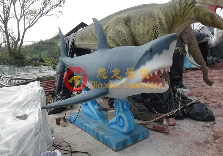 Life-Size Indoor Simulation Mechanical Shark Robot Realistic Fiberglass and Steel Robotic Figure