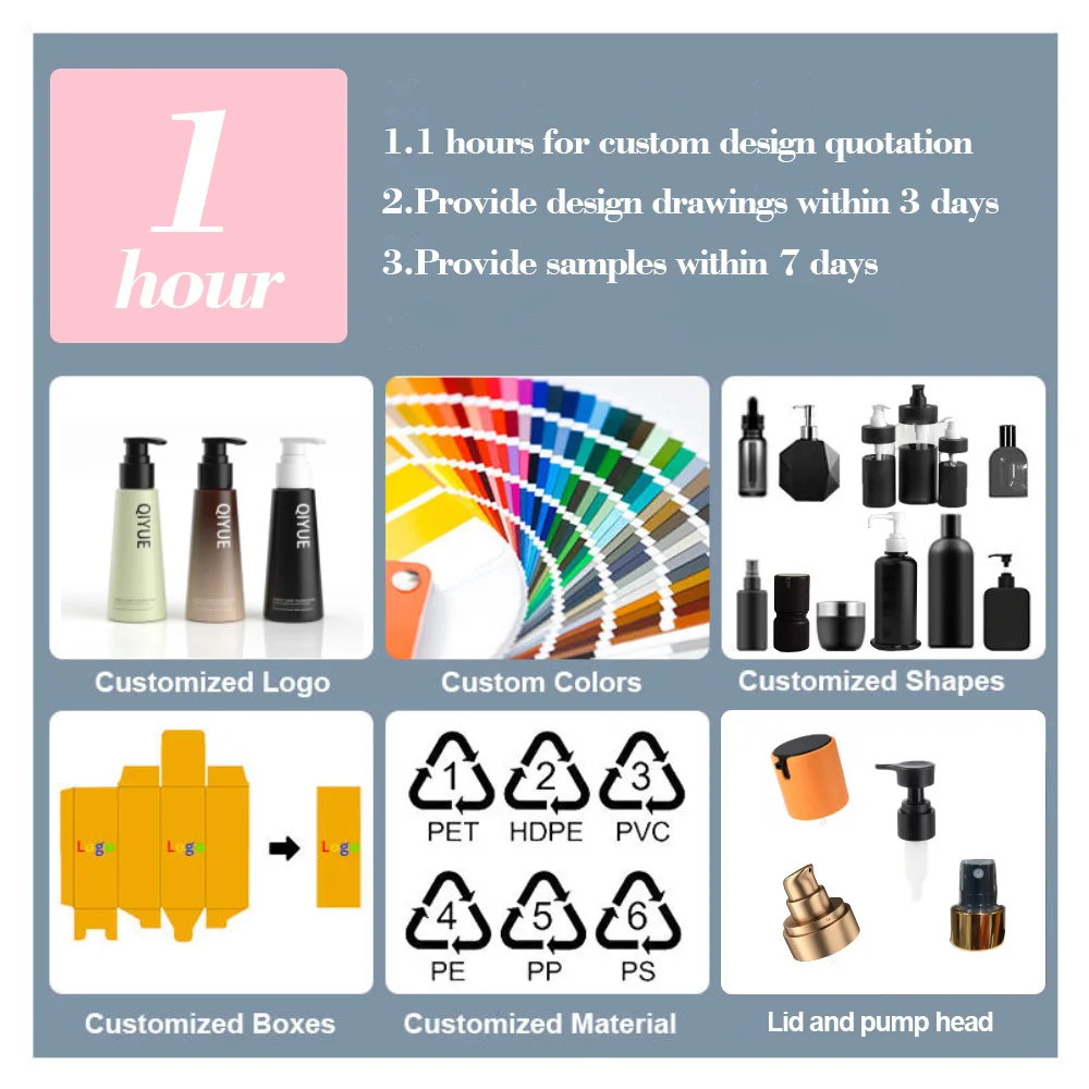 220ml 250ml Luxury square Plastic Bottle with Press Pump Bottle for Cosmetic Use Packaging Shampoo Shower Gel Bottle