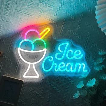 Ice Cream Neon sign USB Led Light Acrylic Transparent Customizable Birthday Party Neon sign Wall Decoration