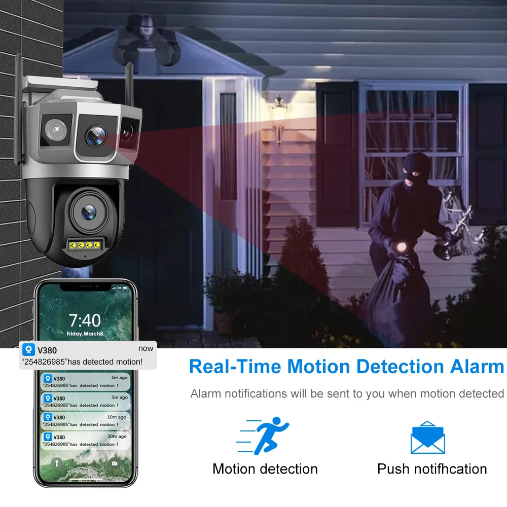 V380PRO IP Camera WIFI Security Network Camera 10X Zoom 2k HD PTZ Outdoor Home Surveillance Cam CCTV Full Color Night Vision