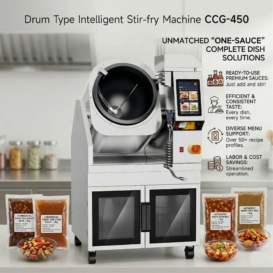 Intelligent Commercial Cooking Robot with One-Sauce Solutions 2-5KG Auto Stir-fry Machine with Free Sauce Recipe & Samples