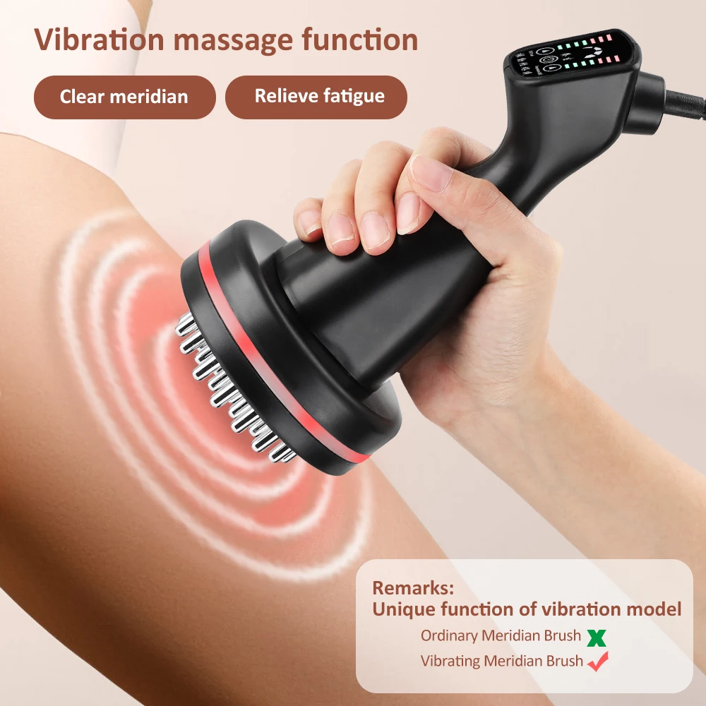 Handheld Electric Guasha Whole Body Scraping Massager Micro Current Hyperthermia Vibration Meridian Brush