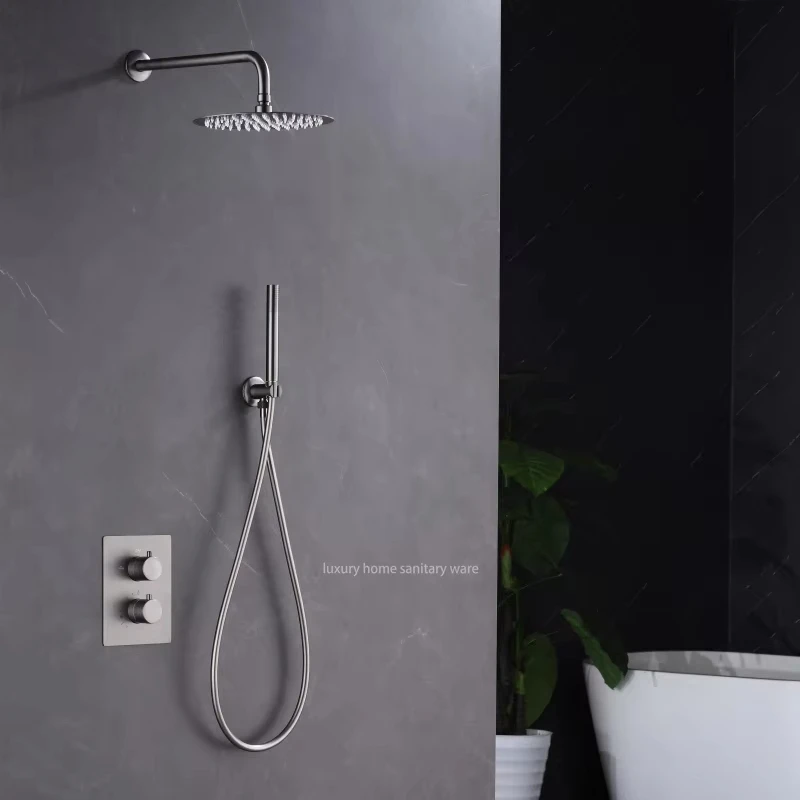 High-quality Electroplating Shower Faucet Set Waterfall Rain Mixer System Villa Hotel Hidden Brass