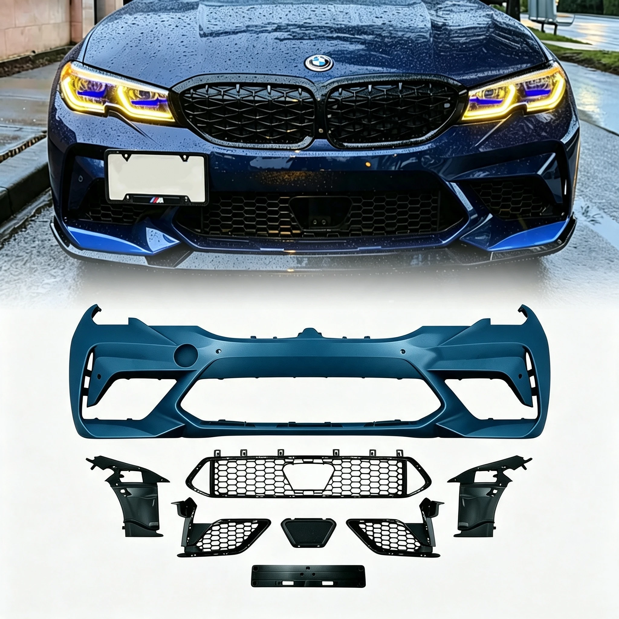 M3C G20 Pre-LCI 320i/325i/330i/340i Front Bumper Lip Grille M-Sport PP Body Kits for BMW 3 Series G20 2019-2022