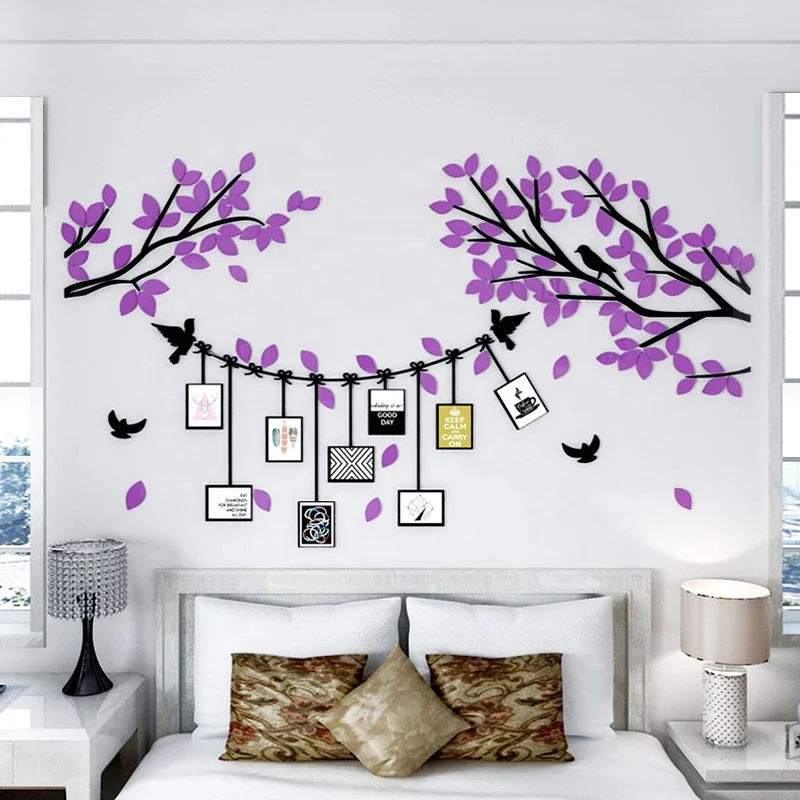 3d DIY Photo Frame Tree Wall Sticker Living Room Bedroom Sofa Backdrop TV Wall Acrylic Stickers