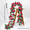 Rose red 16-head rose vine,approximately 2.3 meters in length