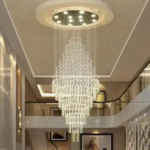 High Ceilings Customized Pendant Light Modern Villa Lobby Staircase Large Long Crystal Chandelier Lights