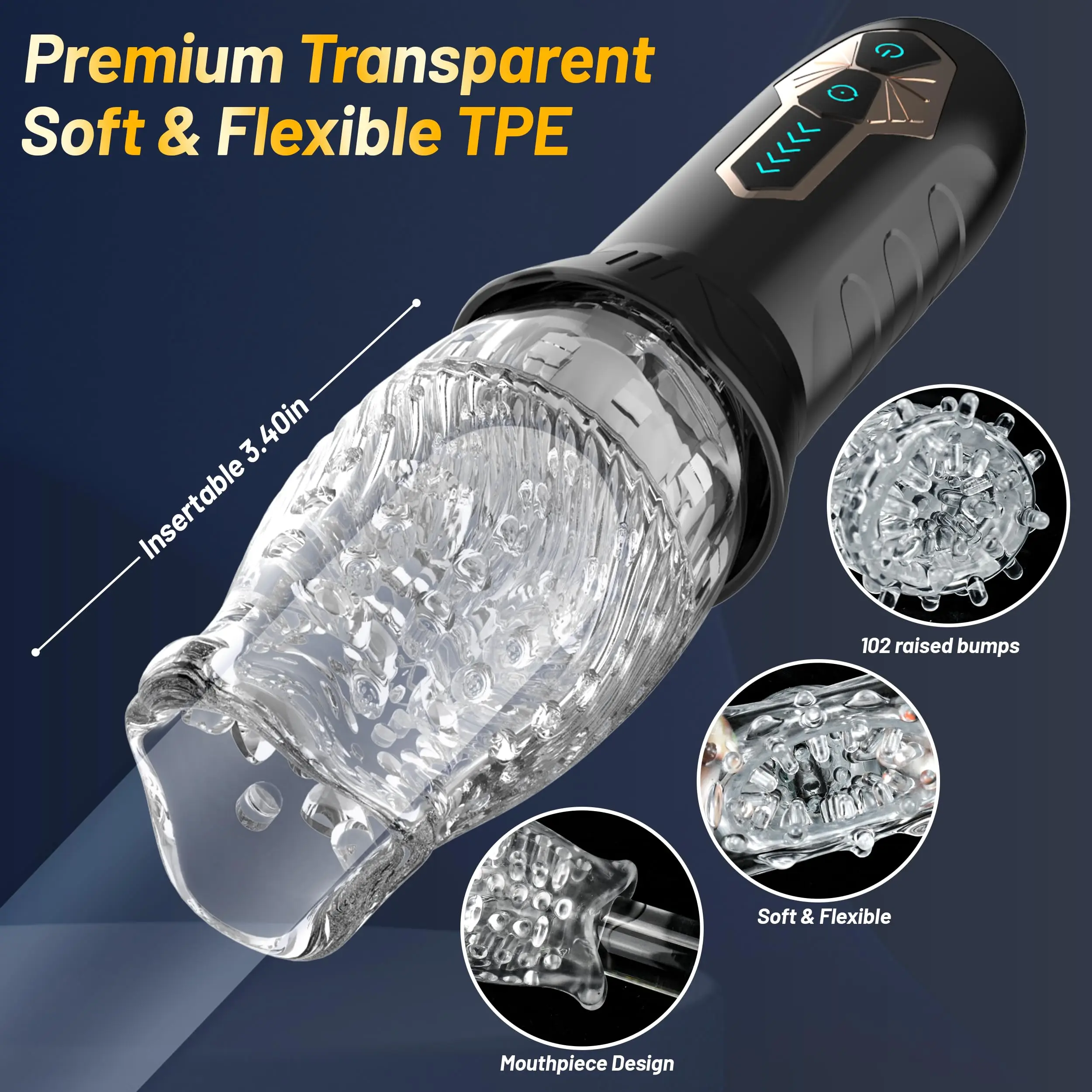 USB Rechargeable Deep Throat Spinning Vibrating Automatic Male Stroker Rotating Transparent Masturbator Cup for Men Rose Sex Toy