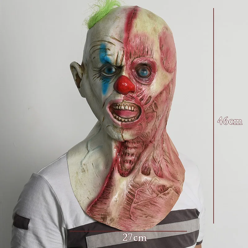 2024 New Style Red Nose Clown Zombie Full Face Mask Horror Cosplay Latex Mask