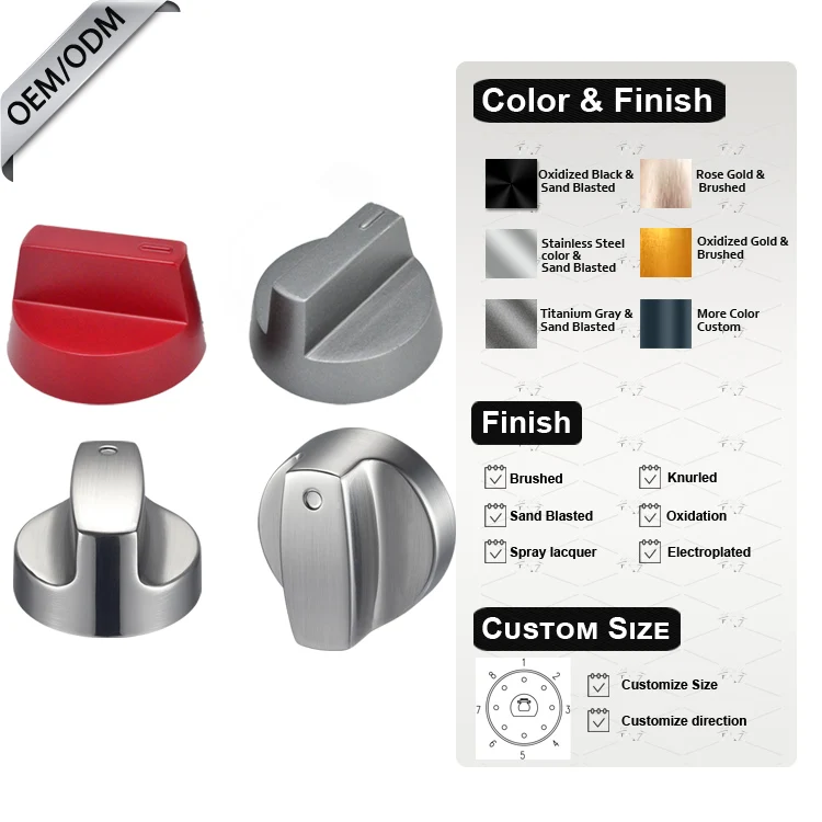 Custom Metal Zinc Oven Temperature Control Knob Bbq Burner Gas Hob