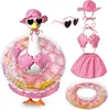 Pink swimming circle goose