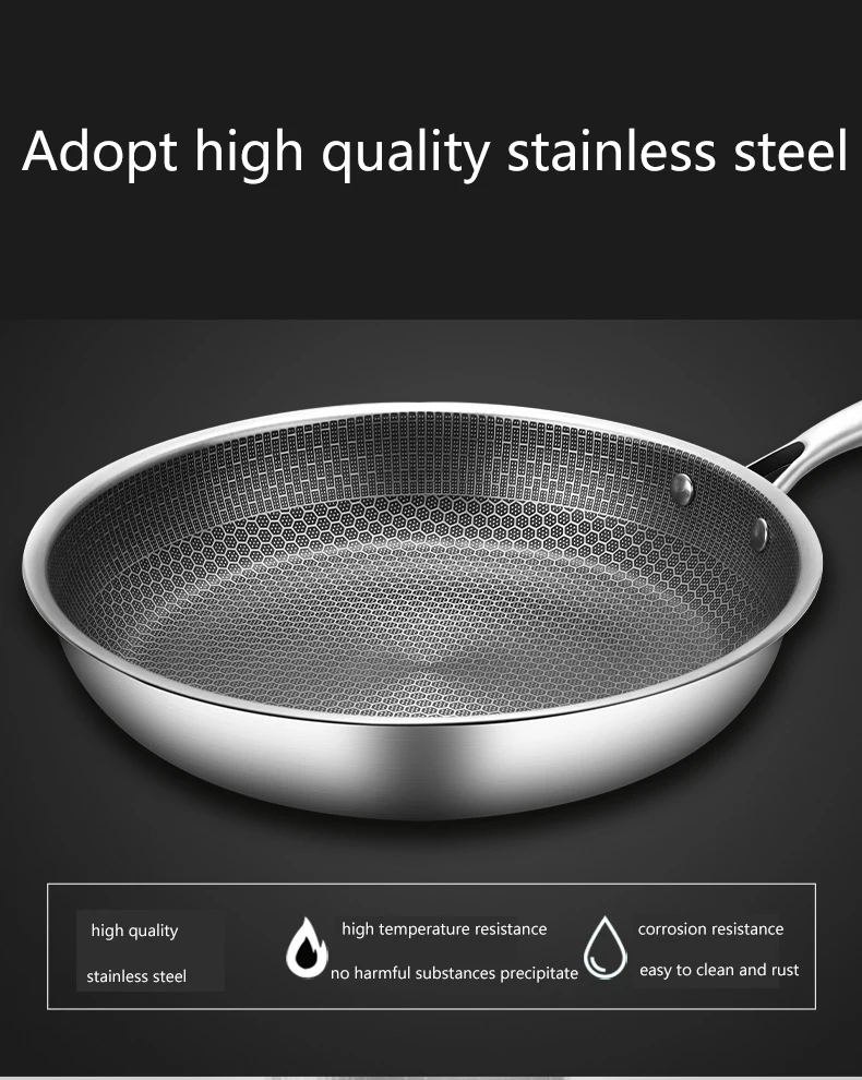 Non Stick Fry Pan Stainless Steel Set Nonstick Double Sided Nonstick Wok And Pot Egg Deep