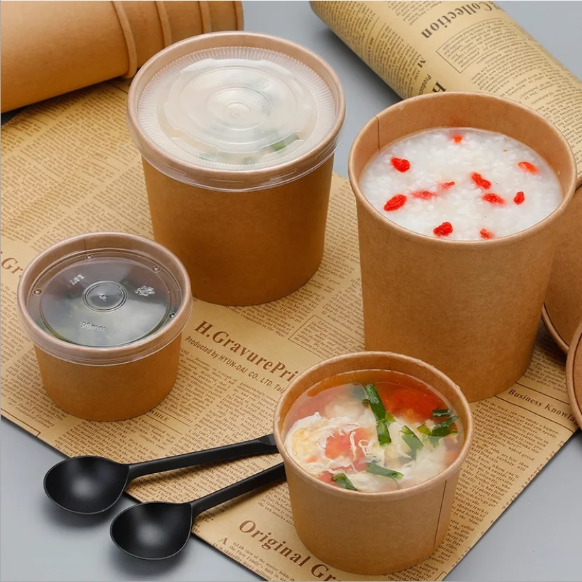 Usine papier à emporter grande qualité soupe en papier Kraft Bac à papier  contenant les aliments avec couvercle - Chine Bol en papier Kraft jetable  et gobelet à soupe jetable prix