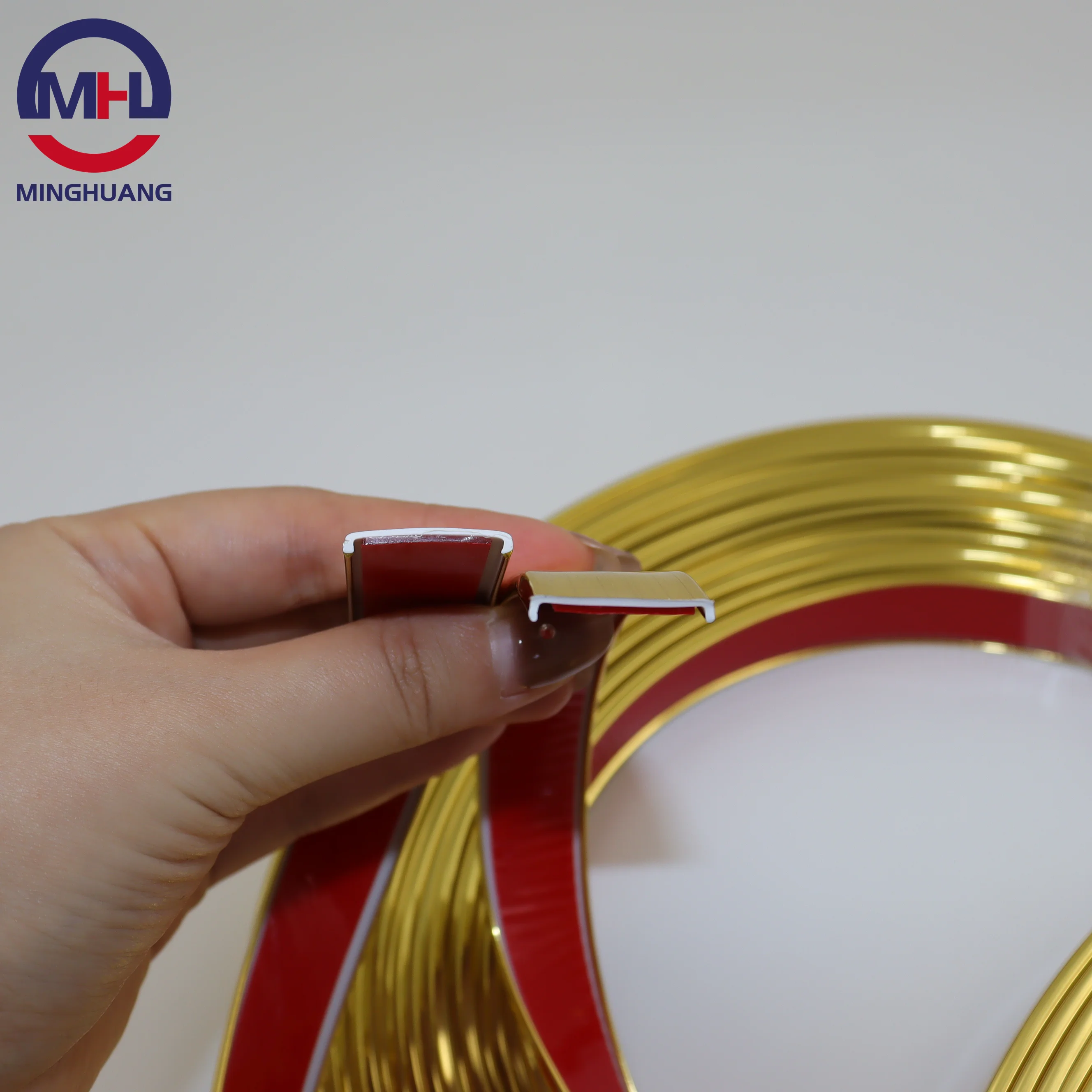Mh Furniture Decorative Gold Strip Pvc Edge Banding Furnitures Gold Pvc