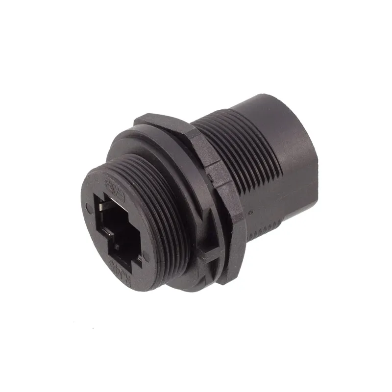 CAZN RJ45 Double Head Female Back Mount PCB Receptacle Waterproof Ethernet Connector