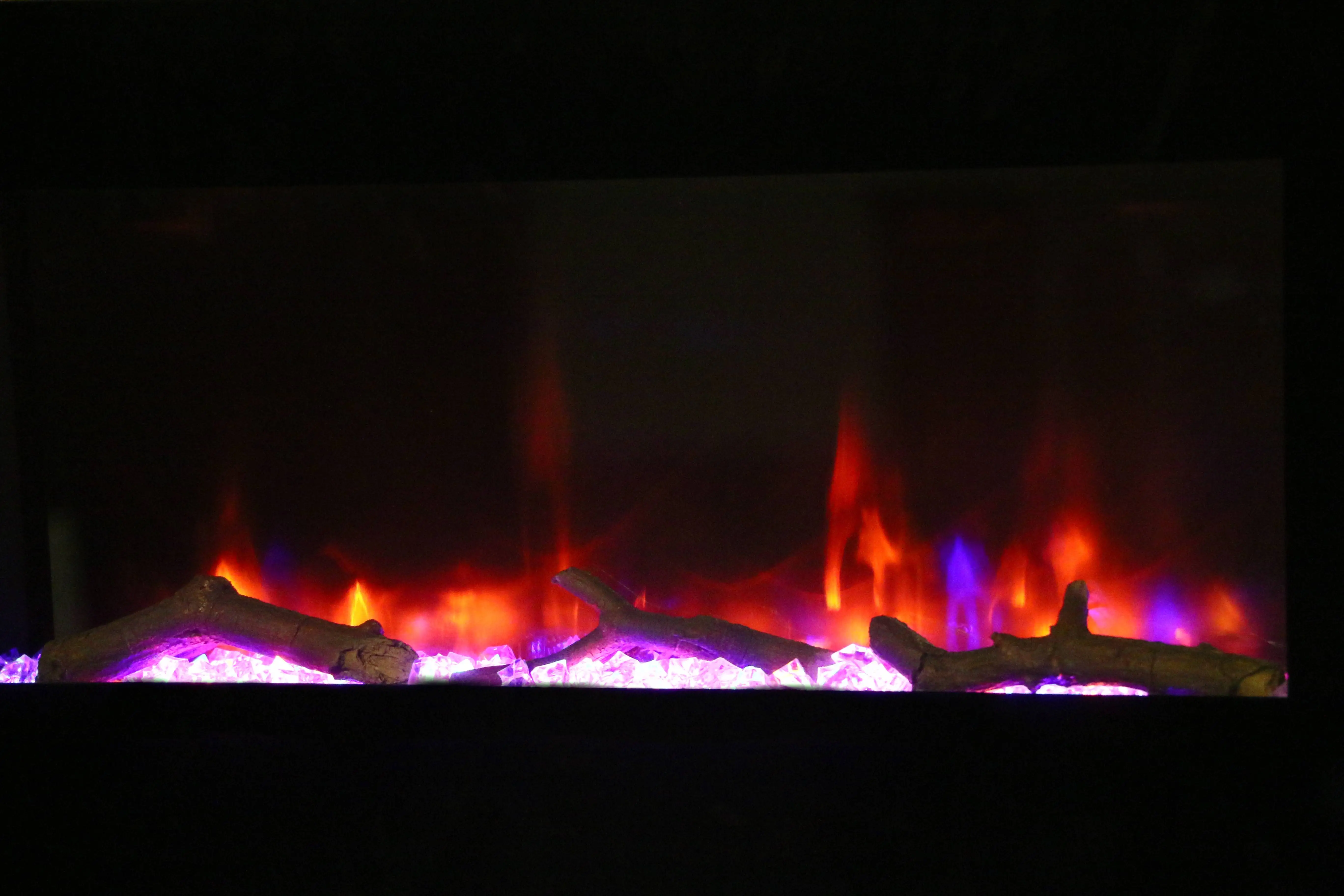 42-inch Straight Face Full-screen Glass Decoration Modern Flame Wall  Mounted LED Electric Fireplace with Speakers