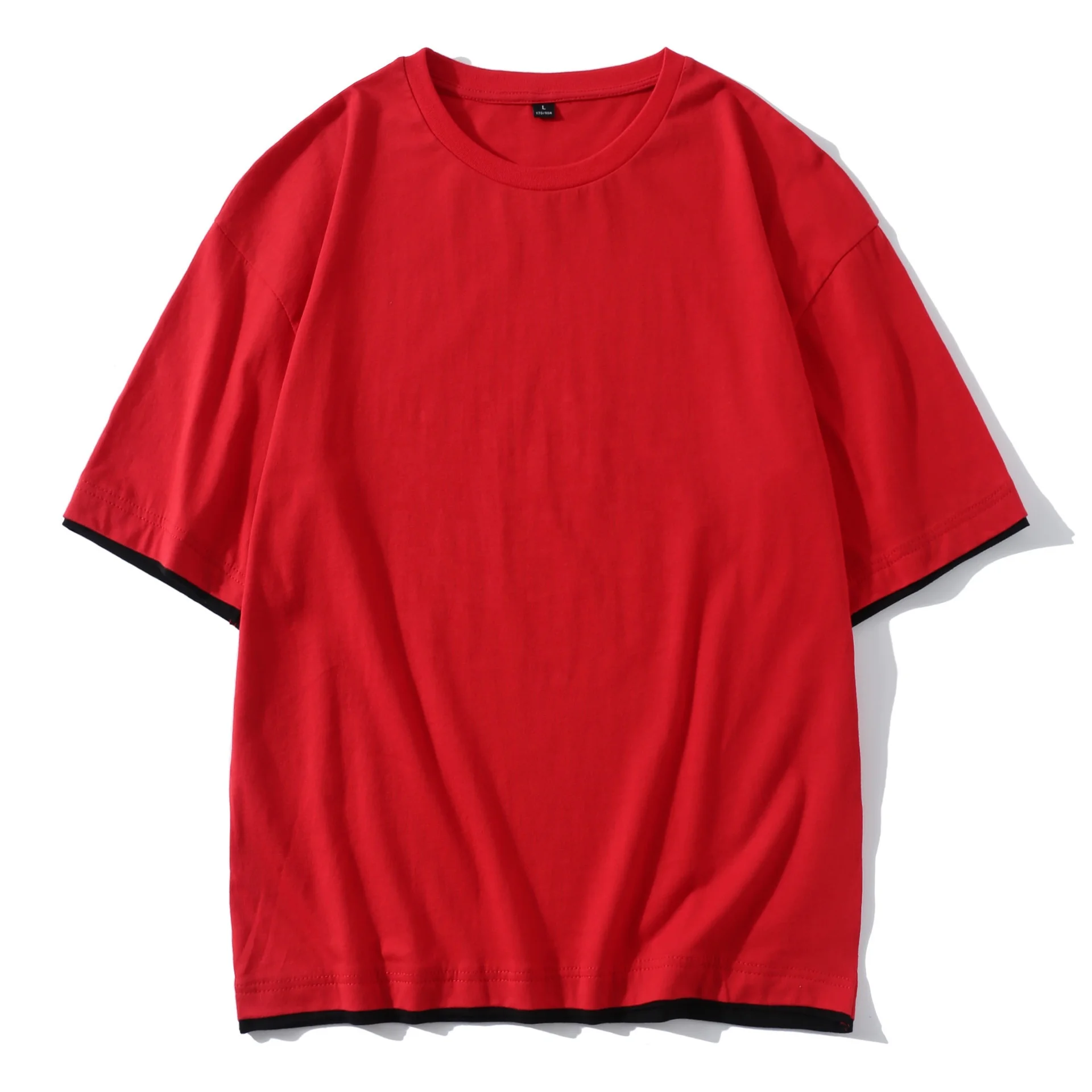 JL0318B Men Short Sleeve Tee Unisex Cotton Polyester Blend Heavyweight T-Shirts Plain Black White T Shirt Bulk for Men