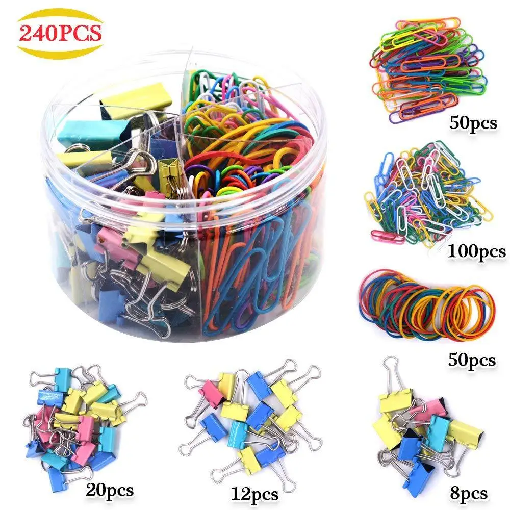 Premium Quality 240 Pcs Binder Clips Paper Clips Rubber Bands Assorted Size  Jumbo Small Paper Clips Large Binder - Buy Premium Quality 240 Pcs Binder  Clips Paper Clips Rubber Bands Assorted Size