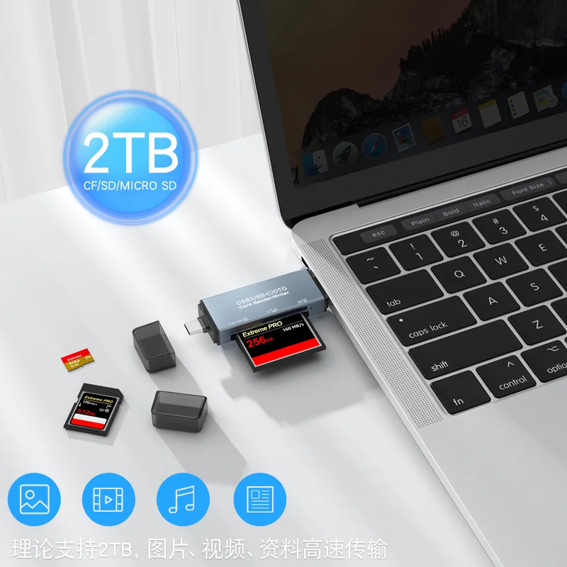 Multi Function 3 In 1 USB 3.1 OTG Card Reader SD TF CF Card Reader Type C USB C Micro USB Memory