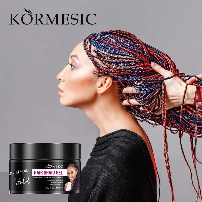 Hair Braid Gel Wholesale Custom Private Label KORMESIC Styling Braid Organic Edge Control for Black Hair