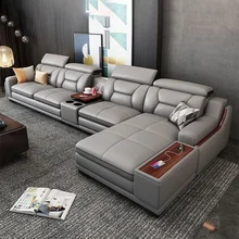 Modern Luxury Multifunctional L-shaped Leather Combination Sofa Set, Suitable for Living Room Sofa Furniture