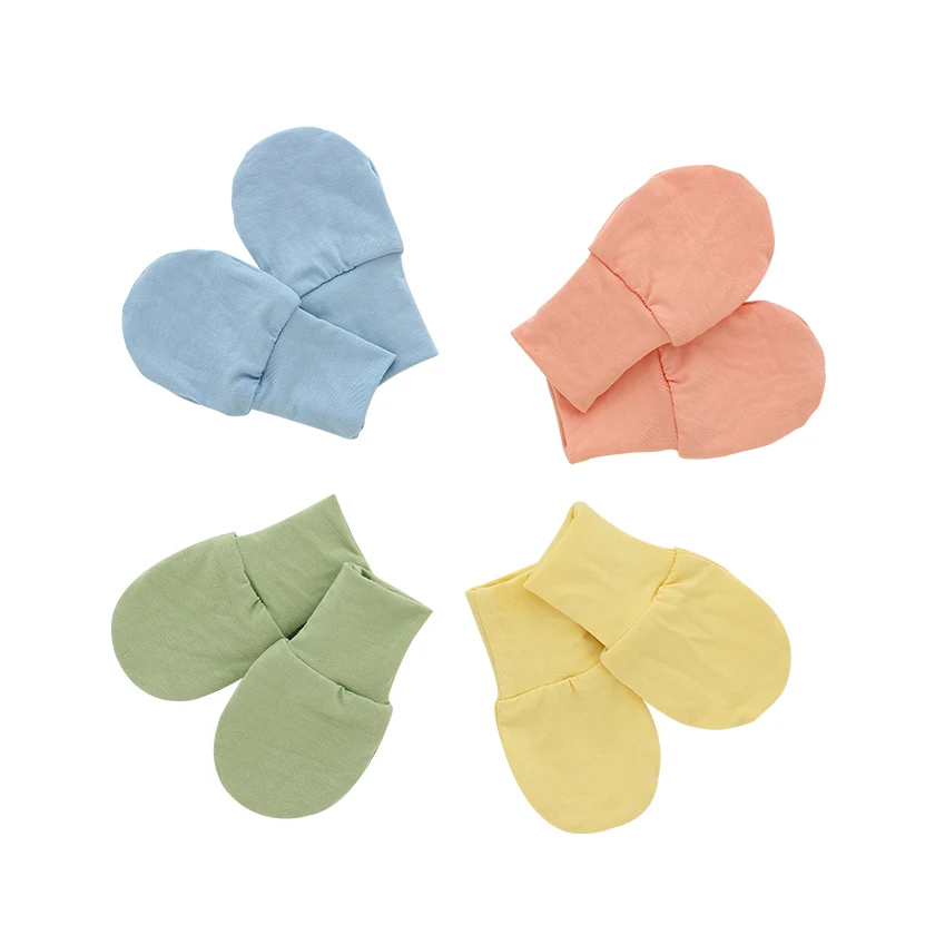 Высококачественные вязаные однотонные варежки для новорожденных из 100% хлопка оптом