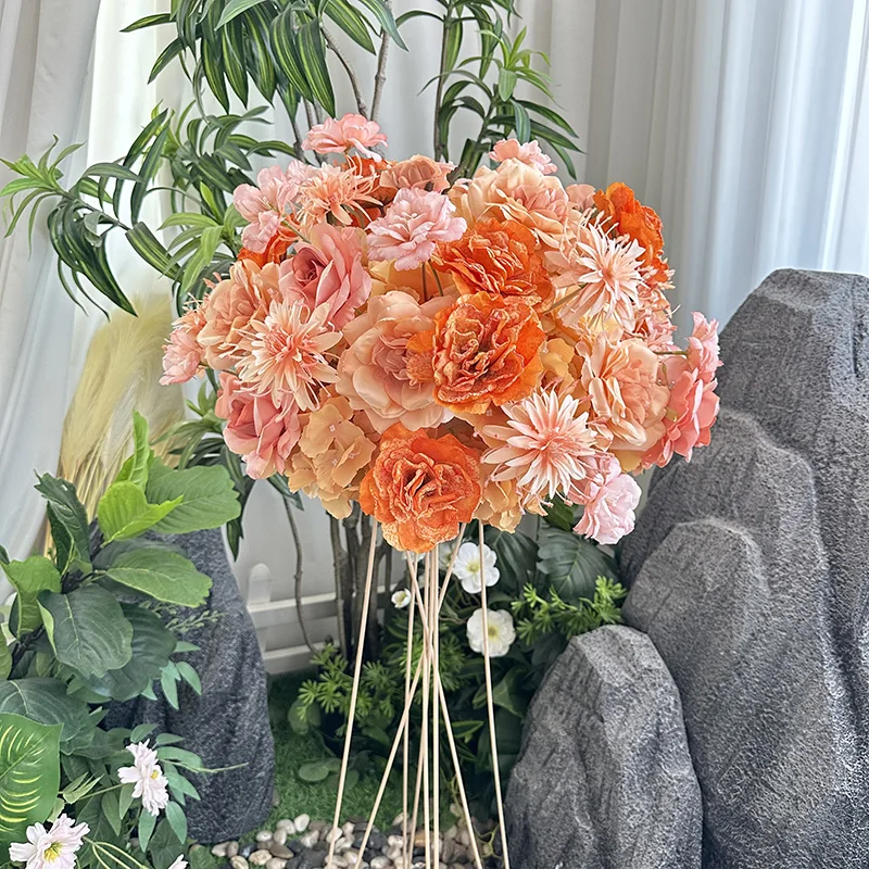 Hochwertige 50cm Durchmesser Orange DIY Blumen ball Knstliche Blumen Tisch  Herzstck Hochzeit Abschluss Halloween Ostern